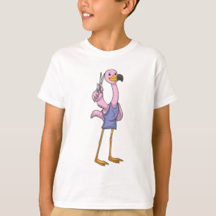 T-shirt Flamant rose en coiffeur avec ciseaux