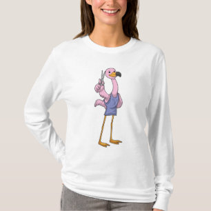T-shirt Flamant rose en coiffeur avec ciseaux