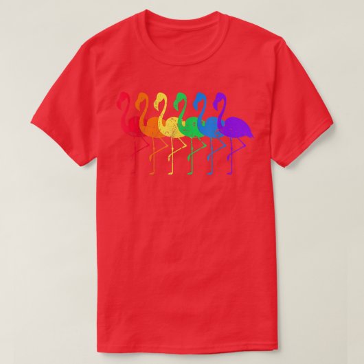 T-shirt Flamant rose en détresse Rainbow LGBT (Design devant)