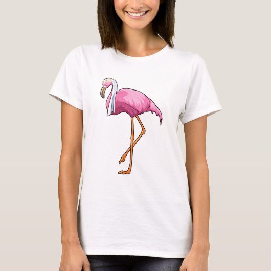T-shirt Flamant rose en mariée avec voile (Devant)