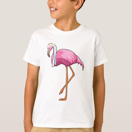 T-shirt Flamant rose en mariée avec voile (Devant)