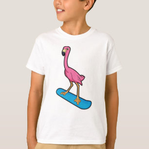 T-shirt Flamant rose en Snowboard avec Snowbaord