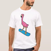 T-shirt Flamant rose en Snowboard avec Snowbaord (Devant)