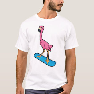 T-shirt Flamant rose en Snowboard avec Snowbaord