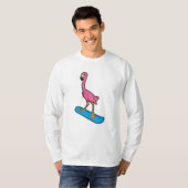 T-shirt Flamant rose en Snowboard avec Snowbaord (Devant entier)