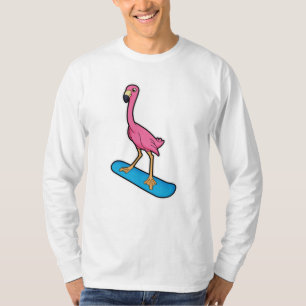 T-shirt Flamant rose en Snowboard avec Snowbaord