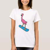 T-shirt Flamant rose en Snowboard avec Snowbaord (Devant)