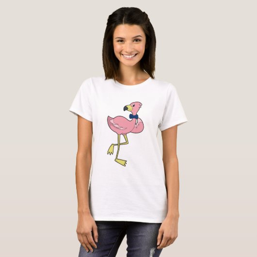 T-shirt Flamant rose en tant que Gentleman avec Cravate (Devant entier)