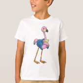 T-shirt Flamant rose en tant que secrétaire avec Bloc-note (Devant)