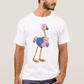 T-shirt Flamant rose en tant que secrétaire avec Bloc-note (Devant)