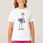 T-shirt Flamant rose en tant que secrétaire avec Bloc-note (Devant)