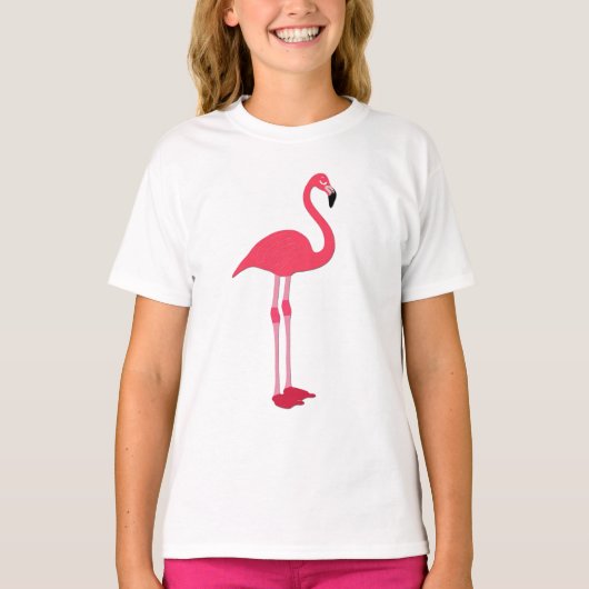 T-shirt Flamant Rose Enfants Blanc (Devant)