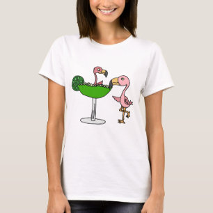 T-shirt Flamant rose et margarita roses drôles