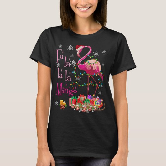 T-shirt Flamant rose Fa La La La Mingo pour Noël Noël Noël (Devant)