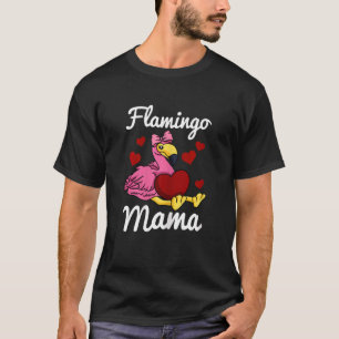T-shirt Flamant rose Femme Mama Doigt Flamant rose Coeur A