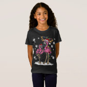 T-Shirt Flamant rose feux de Noël Santa Hat Pajama mignonn (Devant entier)