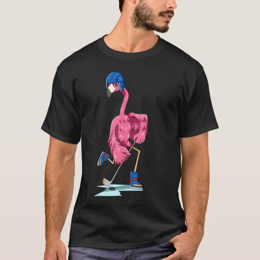 T-shirt Flamant rose Flamant rose de hockey Jouer Flamant  (Devant)