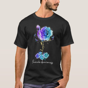 T-shirt Flamant rose Fleur Hope Suicide violet et carbone