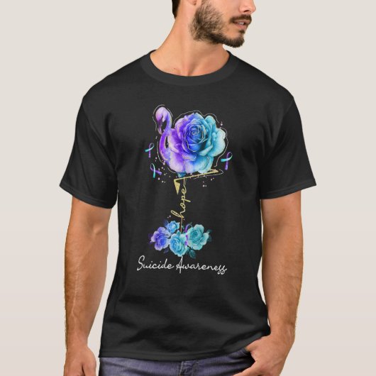 T-shirt Flamant rose Fleur Hope Suicide violet et carbone (Devant)
