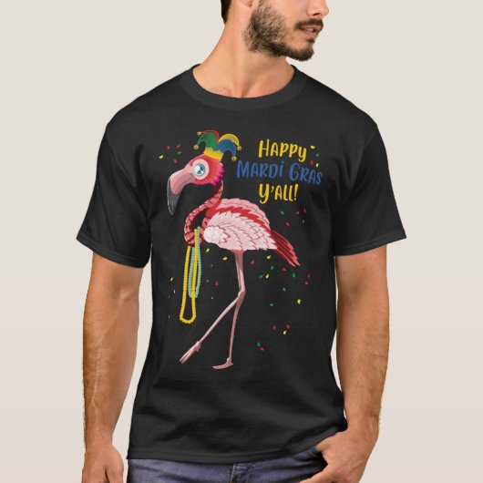 T-shirt Flamant rose Jester Casquette Mardi Gras Mardi Gra (Devant)