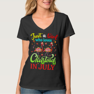 T-shirt Flamant rose Juste Une Fille Qui Aime Noël En Juil