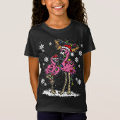 T-Shirt Flamant rose lumières de Noël Santa Hat Pajama Cut (Devant)