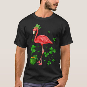 T-shirt Flamant rose mignon St Patrick's Day Leprechaun Ca