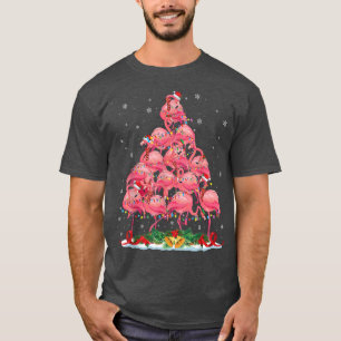 T-shirt Flamant rose Noël Arbre Fée Lumières Pyjama Flamin