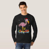 T-shirt Flamant rose Noël Arbre Lumières X Mas Ornament Dé (Devant entier)