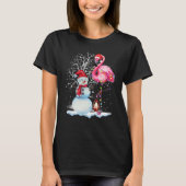 T-shirt Flamant rose Noël Arbre Snowman Santa Hat Flamant (Devant)