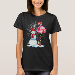 T-shirt Flamant rose Noël Arbre Snowman Santa Hat Flamant 