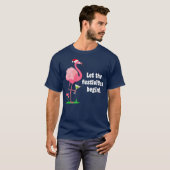 T-shirt Flamant rose Noël Bird w Martini Glass Drôle (Devant entier)