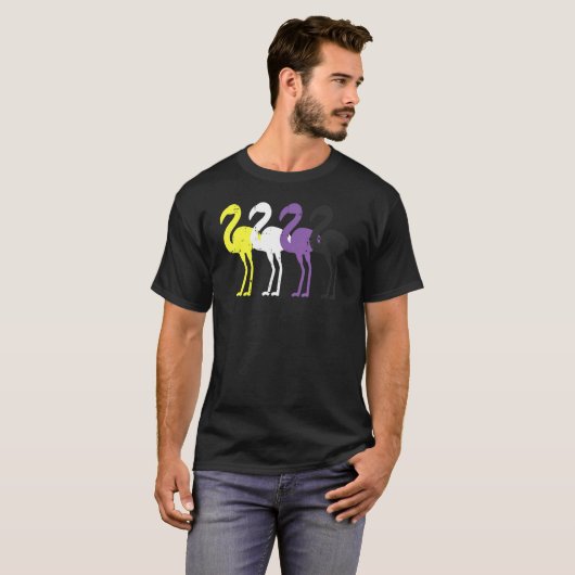 T-shirt Flamant rose non binaire Enby Nb Pride non binaire (Devant entier)