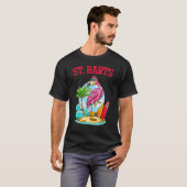 T-shirt Flamant rose Ocean Beach Wave Surfboard St Barts (Devant entier)