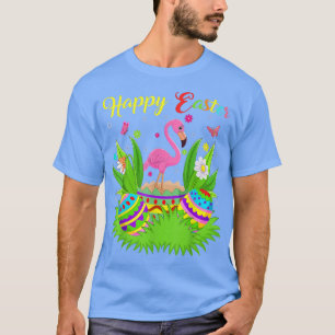 T-shirt Flamant rose Oiseau Amant Floral Oeuf de Pâques Fl