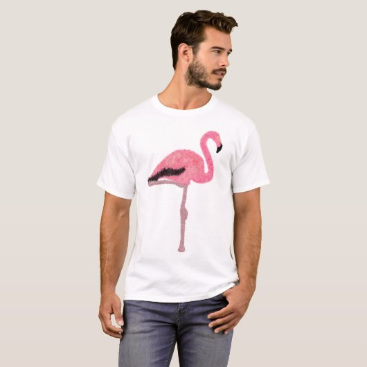 T-shirt Flamant rose pailleté (Devant entier)