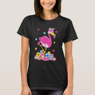 T-shirt Flamant rose Pâques mignon Oeufs lapins Fleur Prin