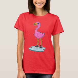 T-shirt Flamant rose Patinage sur glace Patins sur glace