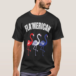 T-shirt Flamant rose patriotique Rouge Blanc Bleu Juillet