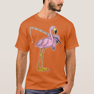 T-shirt Flamant rose Pêche Pêcheur Pêcheur canne