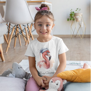 T-shirt Flamant rose père Noël Snowbird, personnalisé