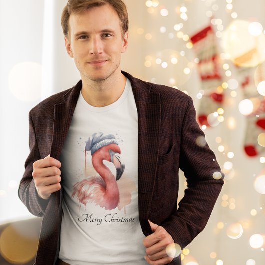 T-shirt Flamant rose père Noël Snowbird, personnalisé