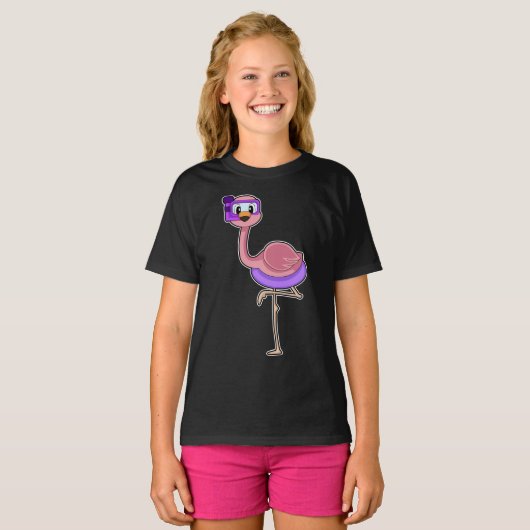 T-shirt Flamant rose plongée plongée avec tuba plongée (Devant entier)