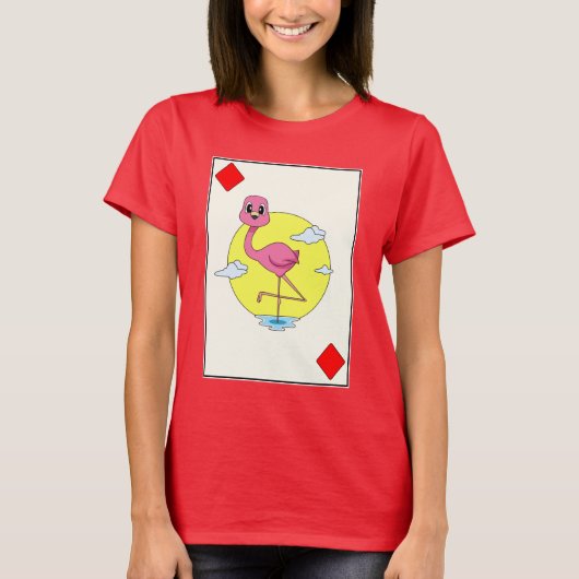 T-shirt Flamant rose Poker Poker jeu carte (Devant)
