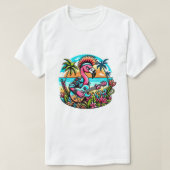 T-shirt Flamant rose Punk Rockstar - Tropical Paradise Gui (Design devant)