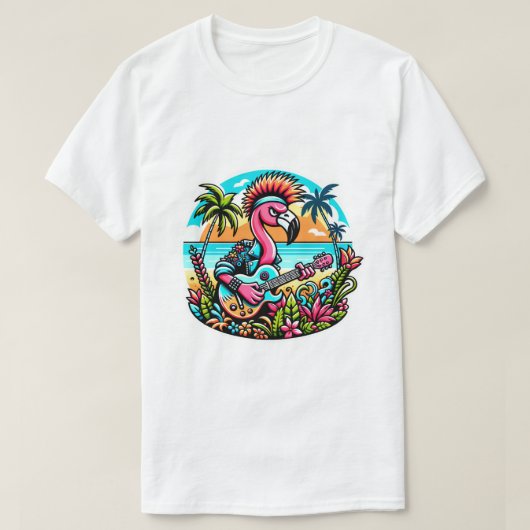 T-shirt Flamant rose Punk Rockstar - Tropical Paradise Gui (Design devant)