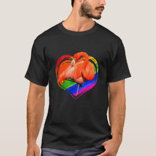 T-shirt Flamant rose Rainbow Heart Animal Gay pride Lgbt