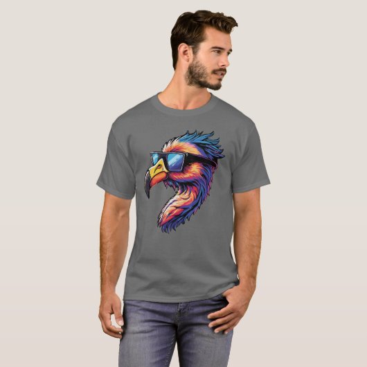 T-shirt Flamant rose rétro avec lunettes de soleil Vibes d (Devant entier)