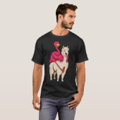 T-shirt Flamant rose Riding Llama Flock Bird Llama Farmer  (Devant entier)