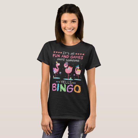 T-shirt Flamant rose rose Bingo Funny Cadeau Art (Devant entier)